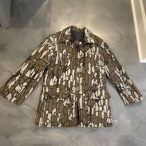 Timber King Vintage Trebark Camo Hunting Jacket Mens L USA Zip Tree Bark Chore